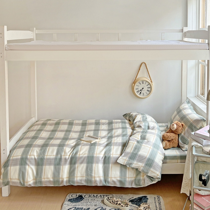 91家纺网 家纺一手货源 找家纺 耀悦家纺 2025新款学生宿舍纯棉三件套全棉四件套被套床单枕套床笠学生季 绿调柔情