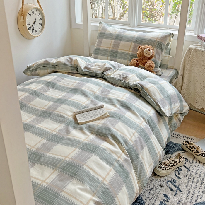 91家纺网 家纺一手货源 找家纺 耀悦家纺 2025新款学生宿舍纯棉三件套全棉四件套被套床单枕套床笠学生季 绿调柔情