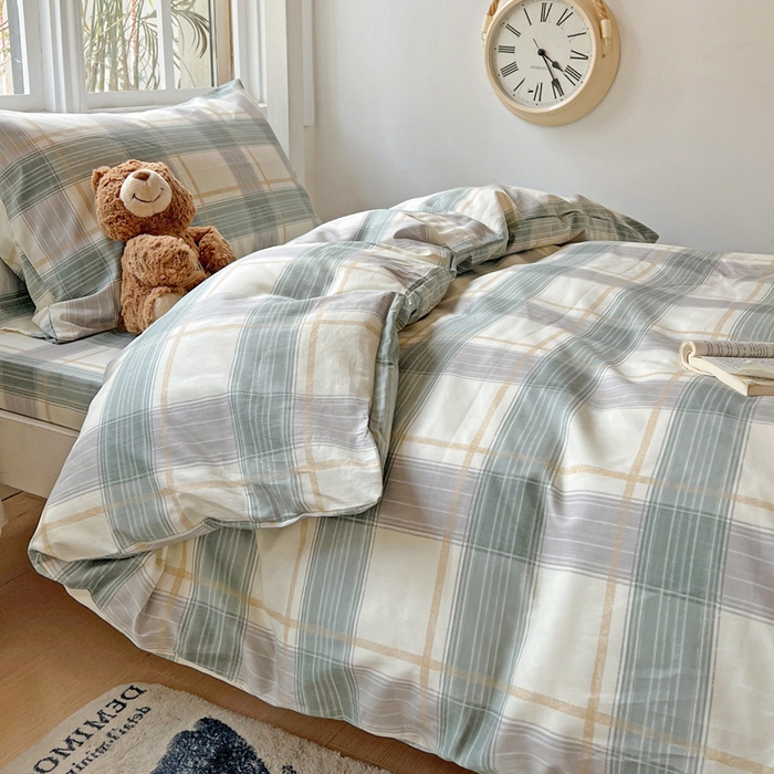 91家纺网 家纺一手货源 找家纺 耀悦家纺 2025新款学生宿舍纯棉三件套全棉四件套被套床单枕套床笠学生季 绿调柔情