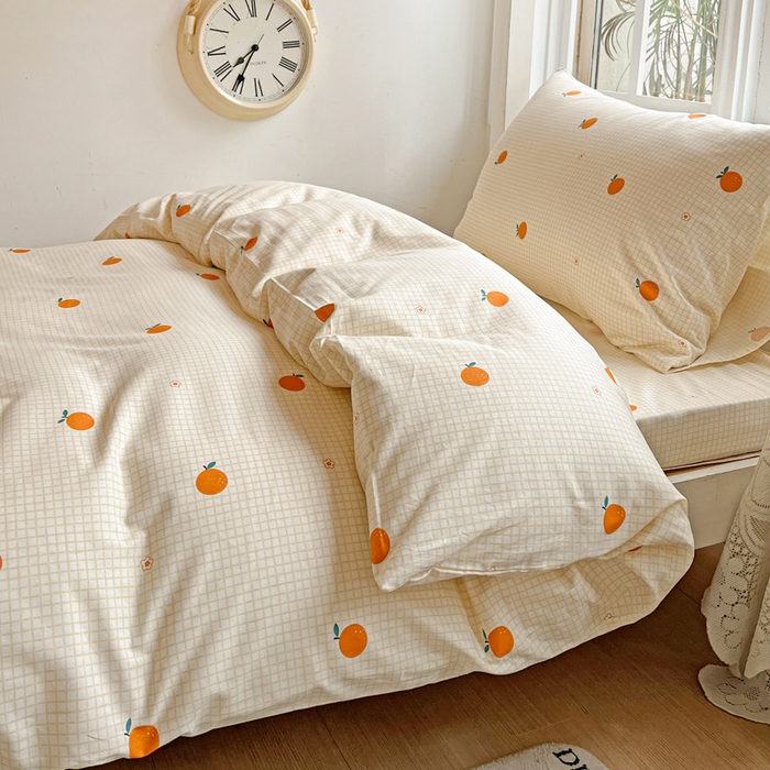 91家纺网 家纺一手货源 找家纺 耀悦家纺 2025新款学生宿舍纯棉三件套全棉四件套被套床单枕套床笠学生季 小柑橘