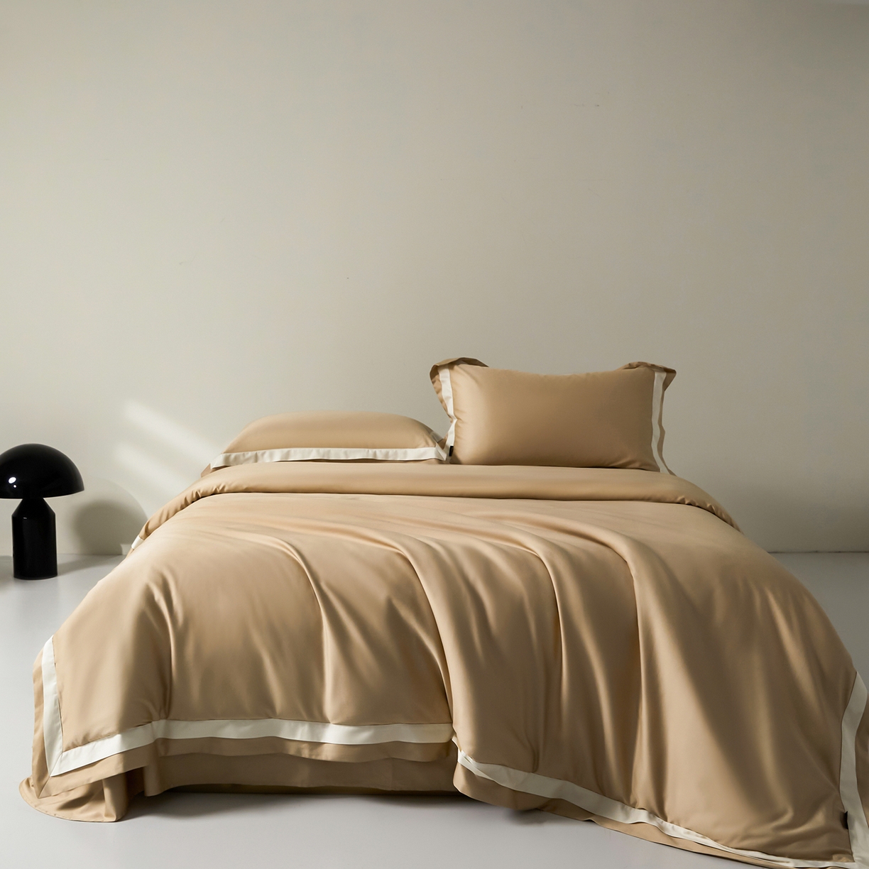 群鹿蚕丝羽绒馆 2025新款A类100支全棉高支高密带边双拼角四件套-幻境系列 幻境-Lm037浅滩色