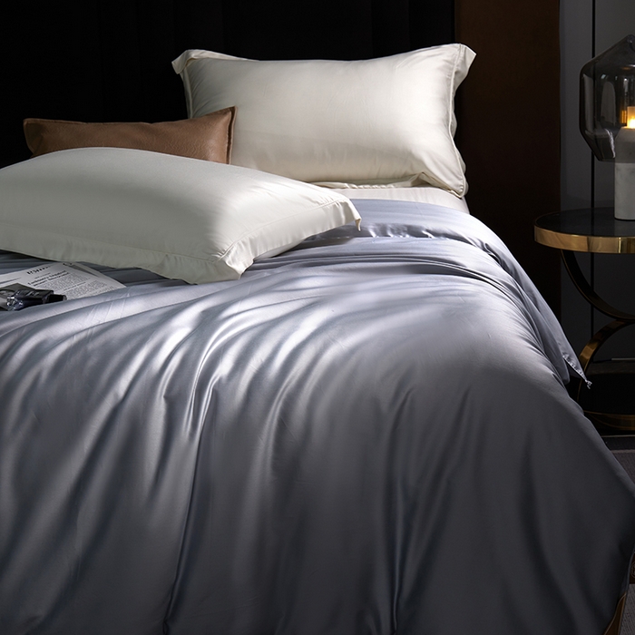 91家纺网 家纺一手货源 找家纺 群鹿蚕丝羽绒馆 【柞蚕丝填充可质检】2025新款长绒棉高支纯色蚕丝被可自由组合子母被 高级灰