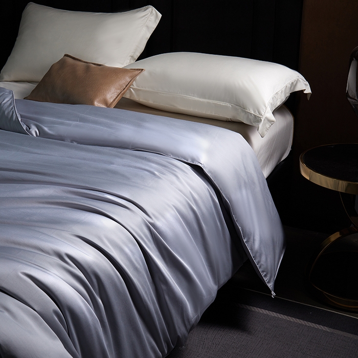 91家纺网 家纺一手货源 找家纺 群鹿蚕丝羽绒馆 【柞蚕丝填充可质检】2025新款长绒棉高支纯色蚕丝被可自由组合子母被 高级灰