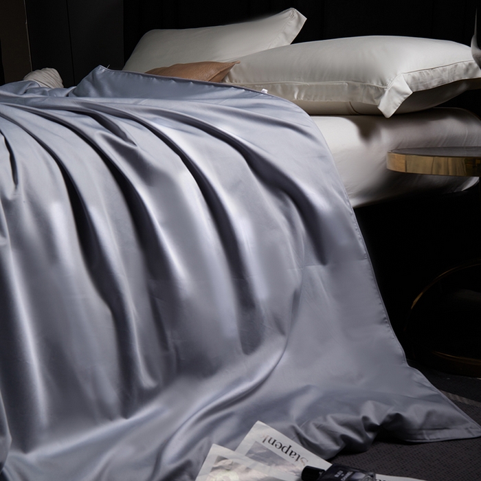 91家纺网 家纺一手货源 找家纺 群鹿蚕丝羽绒馆 【柞蚕丝填充可质检】2025新款长绒棉高支纯色蚕丝被可自由组合子母被 高级灰