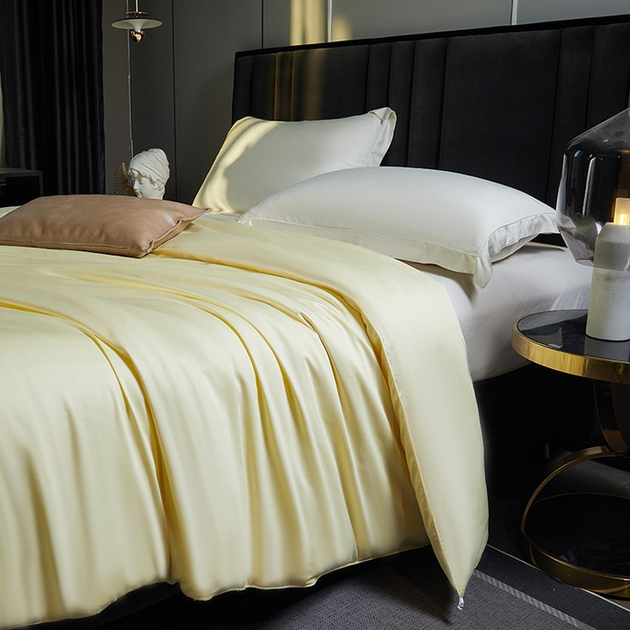 91家纺网 家纺一手货源 找家纺 群鹿蚕丝羽绒馆 【柞蚕丝填充可质检】2025新款长绒棉高支纯色蚕丝被可自由组合子母被 黄