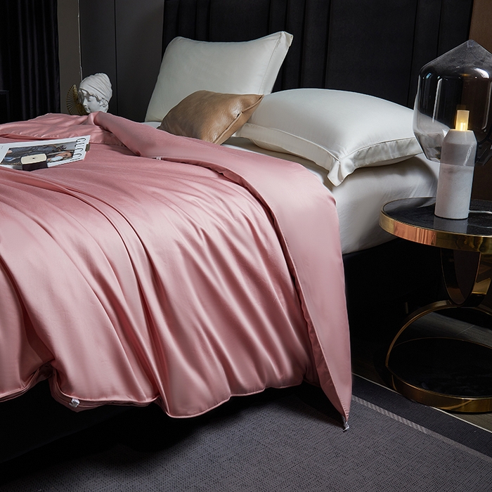 91家纺网 家纺一手货源 找家纺 群鹿蚕丝羽绒馆 【柞蚕丝填充可质检】2025新款长绒棉高支纯色蚕丝被可自由组合子母被 藕粉