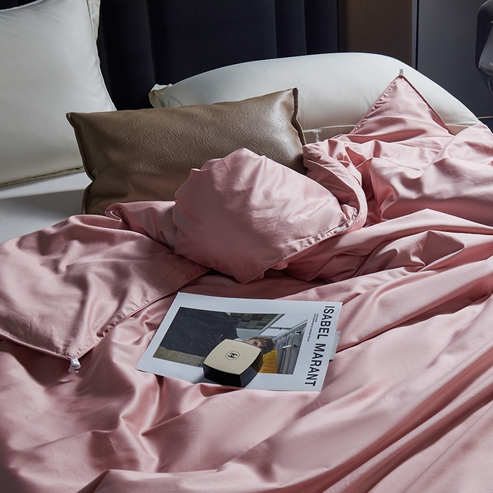 91家纺网 家纺一手货源 找家纺 群鹿蚕丝羽绒馆 【柞蚕丝填充可质检】2025新款长绒棉高支纯色蚕丝被可自由组合子母被 藕粉