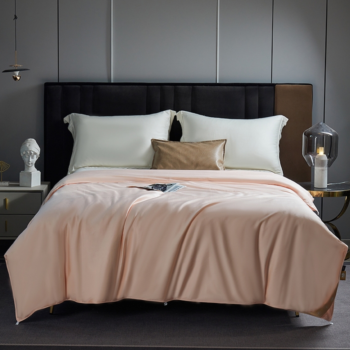 91家纺网 家纺一手货源 找家纺 群鹿蚕丝羽绒馆 【柞蚕丝填充可质检】2025新款长绒棉高支纯色蚕丝被可自由组合子母被 玉粉