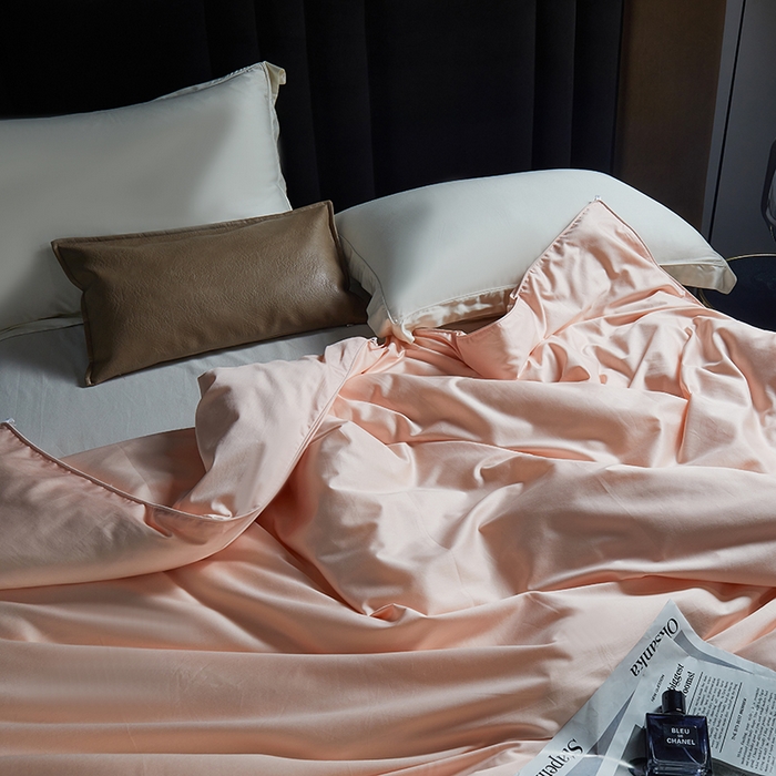 91家纺网 家纺一手货源 找家纺 群鹿蚕丝羽绒馆 【柞蚕丝填充可质检】2025新款长绒棉高支纯色蚕丝被可自由组合子母被 玉粉