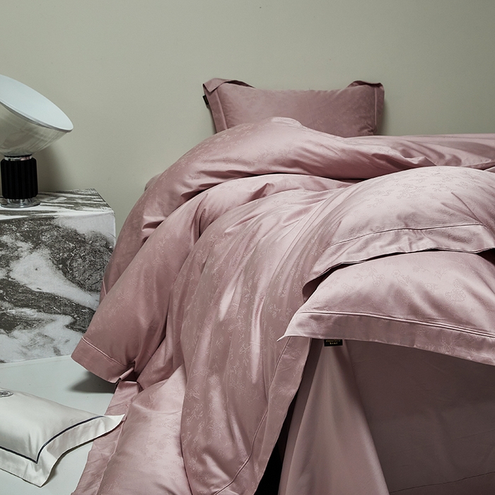 群鹿蚕丝羽绒馆 2025新款100%全棉高支高密100S花边埋绳四件套-爱丽斯系列 爱丽丝-022青岚