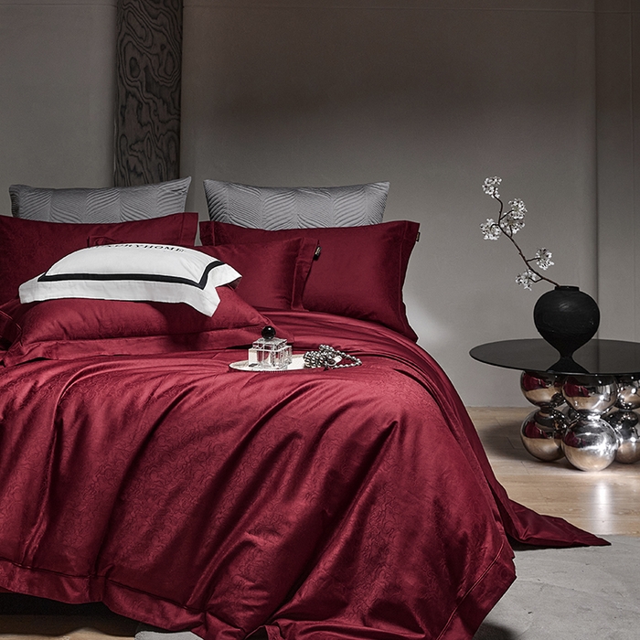 群鹿蚕丝羽绒馆 2025新款100%全棉高支高密100S花边埋绳四件套-爱丽斯系列 爱丽丝-木冉069