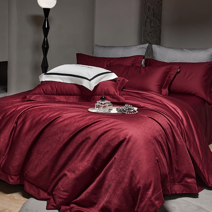 91家纺网 家纺一手货源 找家纺 群鹿蚕丝羽绒馆 2025新款100%全棉高支高密100S花边埋绳四件套-爱丽斯系列 爱丽丝-木冉069