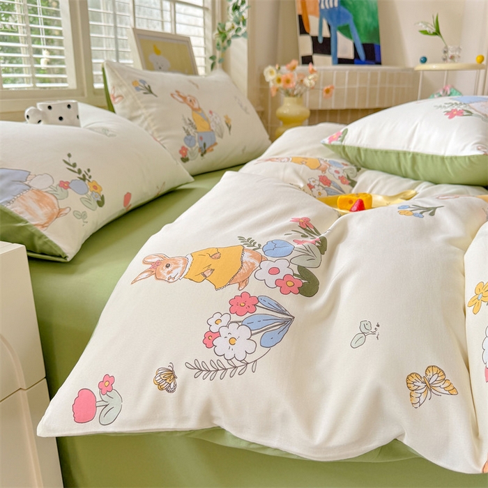 多品家纺 2025新款超柔云感水洗棉学生单被套款 春日庄园