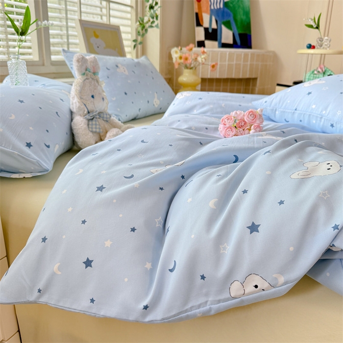 多品家纺 2025新款超柔云感水洗棉学生单被套款 小星空小兔