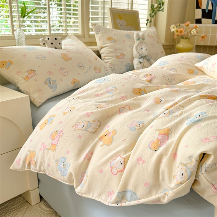 91家纺网 家纺一手货源 找家纺 多品家纺 2025新款超柔云感水洗棉学生单被套款 小萌宠