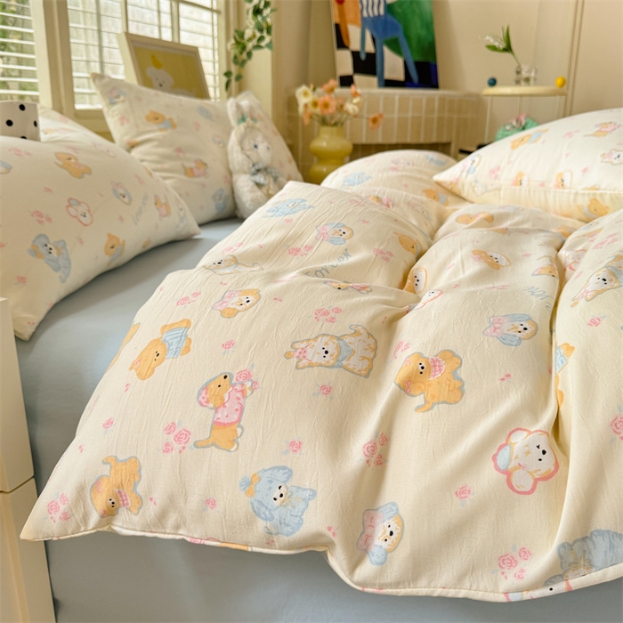 多品家纺 2025新款超柔云感水洗棉学生单被套款 小萌宠