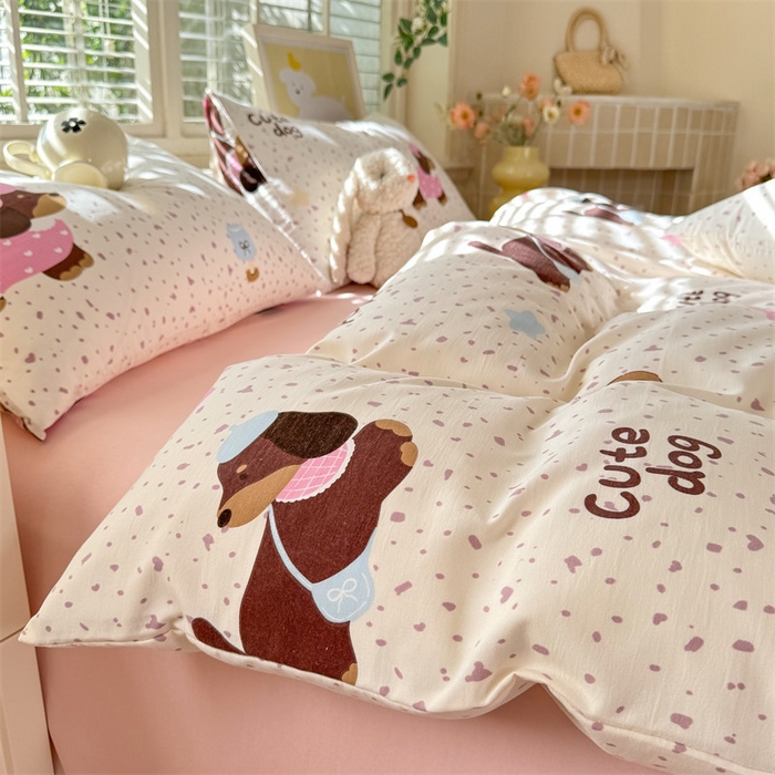 多品家纺 2025新款超柔云感水洗棉学生单被套款 小小可爱