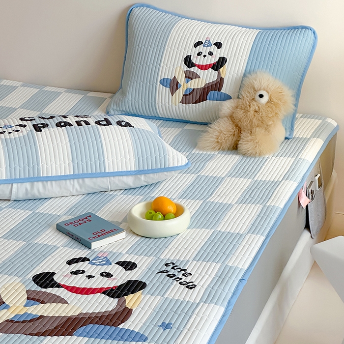 91家纺网 家纺一手货源 找家纺 RYB红黄兰 2025新款ins设计师原创大版小清新软凉席席子 太空小熊猫