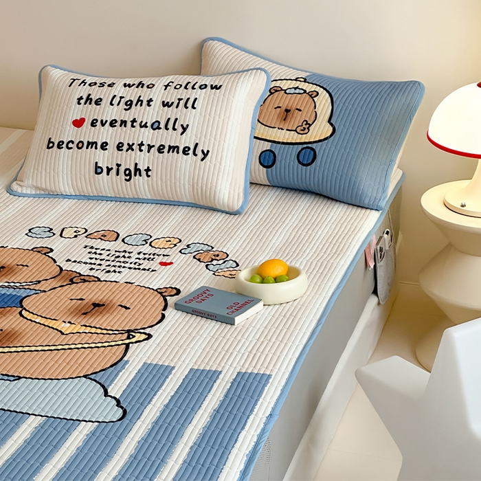 91家纺网 家纺一手货源 找家纺 RYB红黄兰 2025新款ins设计师原创大版小清新软凉席席子 宇宙卡皮巴拉