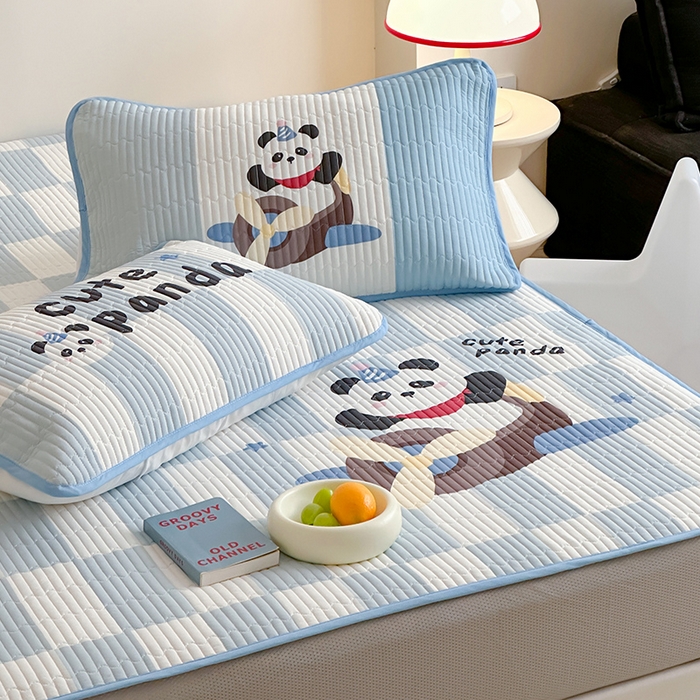 91家纺网 家纺一手货源 找家纺 RYB红黄兰 2025新款ins设计师原创大版小清新软凉席席子 太空小熊猫