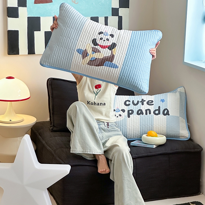 91家纺网 家纺一手货源 找家纺 RYB红黄兰 2025新款ins设计师原创大版小清新软凉席席子 太空小熊猫