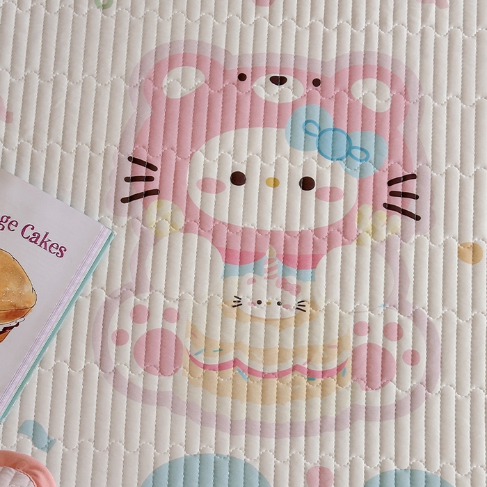 91家纺网 家纺一手货源 找家纺 RYB红黄兰 2025新款ins设计师原创大版小清新软凉席席子 蛋糕小奶猫