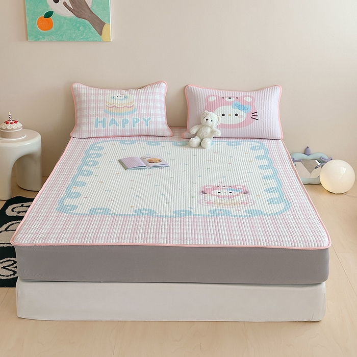 91家纺网 家纺一手货源 找家纺 RYB红黄兰 2025新款ins设计师原创大版小清新软凉席席子 蛋糕小奶猫