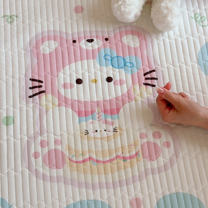 91家纺网 家纺一手货源 找家纺 RYB红黄兰 2025新款ins设计师原创大版小清新软凉席席子 蛋糕小奶猫