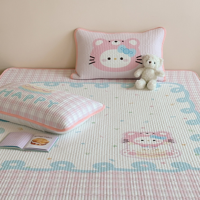 91家纺网 家纺一手货源 找家纺 RYB红黄兰 2025新款ins设计师原创大版小清新软凉席席子 蛋糕小奶猫