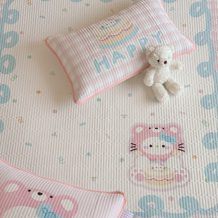 91家纺网 家纺一手货源 找家纺 RYB红黄兰 2025新款ins设计师原创大版小清新软凉席席子 蛋糕小奶猫