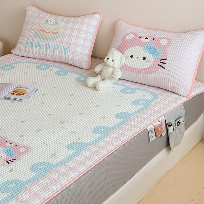 91家纺网 家纺一手货源 找家纺 RYB红黄兰 2025新款ins设计师原创大版小清新软凉席席子 蛋糕小奶猫