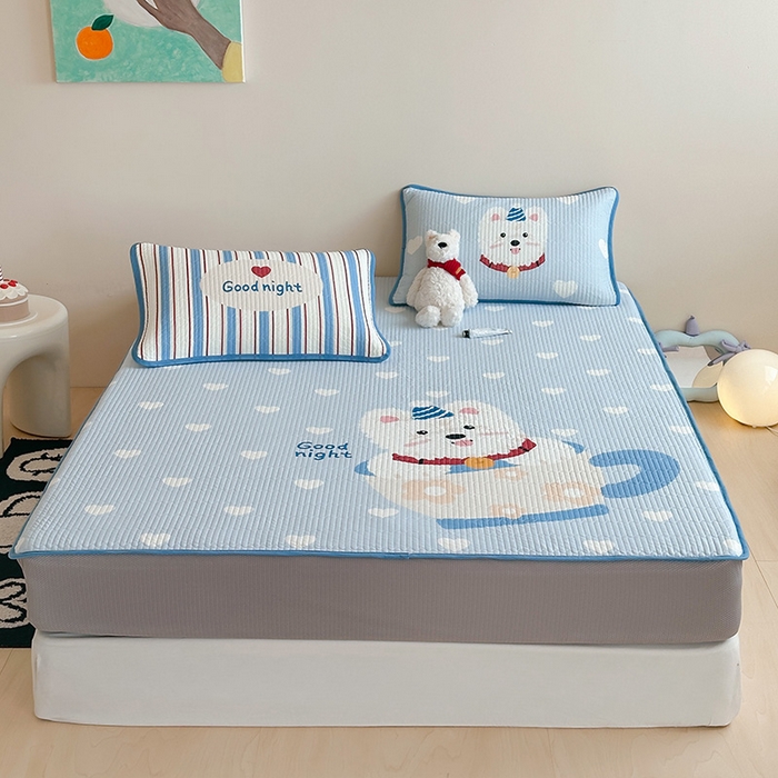 91家纺网 家纺一手货源 找家纺 RYB红黄兰 2025新款ins设计师原创大版小清新软凉席席子 茶杯西高地