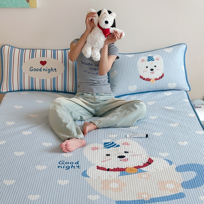 91家纺网 家纺一手货源 找家纺 RYB红黄兰 2025新款ins设计师原创大版小清新软凉席席子 茶杯西高地