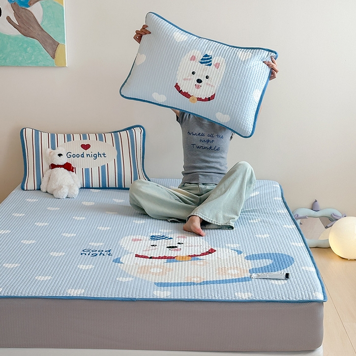 91家纺网 家纺一手货源 找家纺 RYB红黄兰 2025新款ins设计师原创大版小清新软凉席席子 茶杯西高地