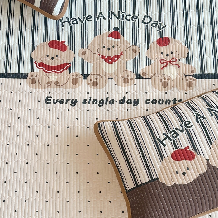 91家纺网 家纺一手货源 找家纺 RYB红黄兰 2025新款ins设计师原创大版小清新软凉席席子 美拉德狗狗