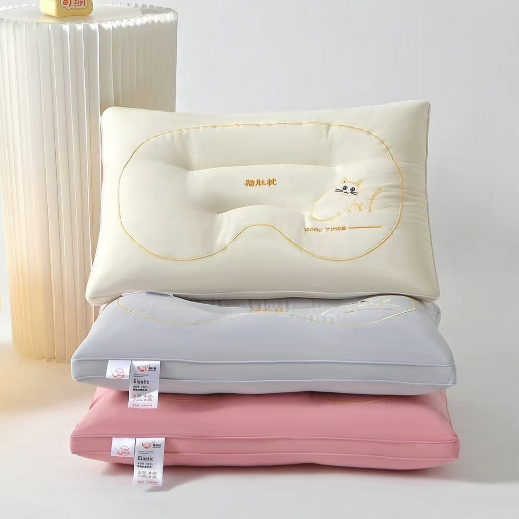 （总）雅晨枕芯 2025新款秋冬暖绒护颈助眠绣花猫肚枕头枕芯
