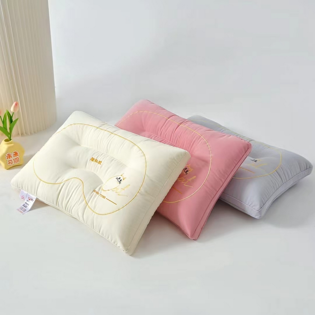 91家纺网 家纺一手货源 找家纺 （总）雅晨枕芯 2025新款秋冬暖绒护颈助眠绣花猫肚枕头枕芯