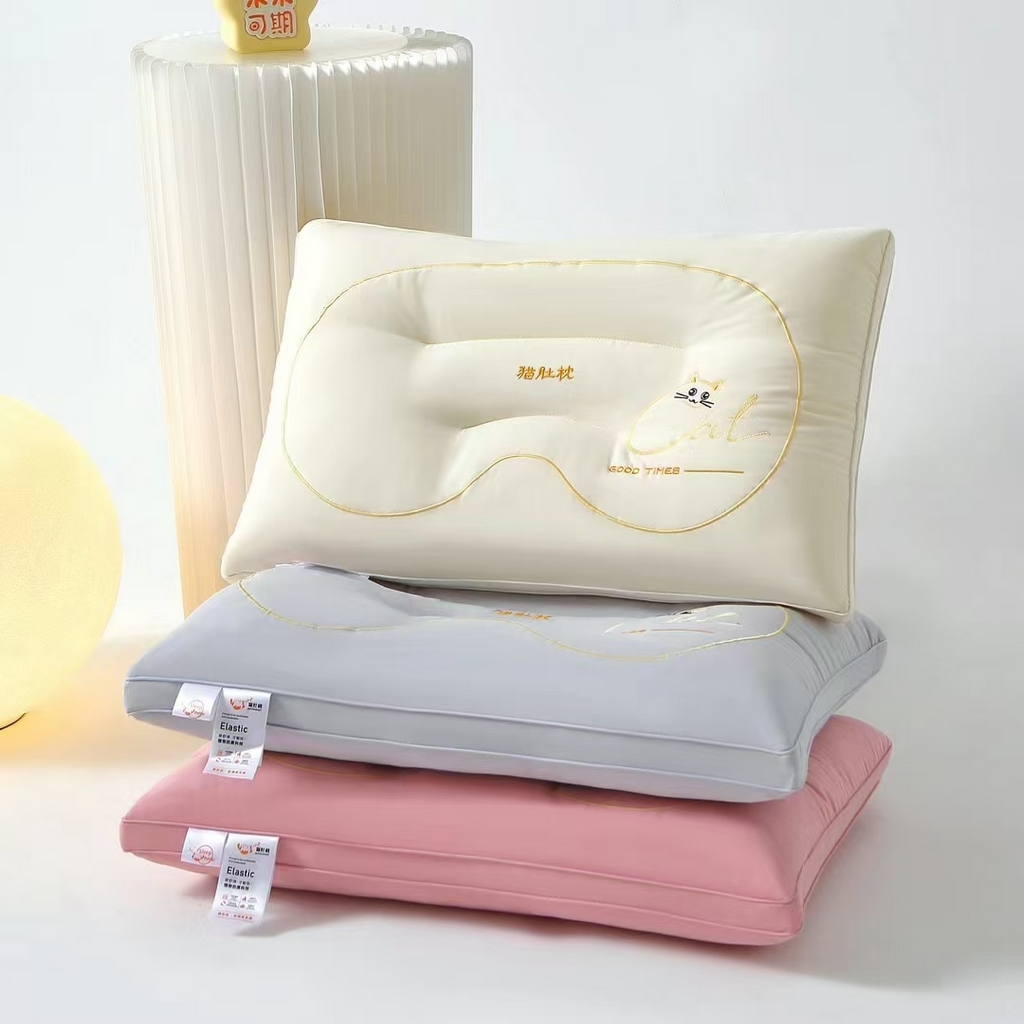 91家纺网 家纺一手货源 找家纺 （总）雅晨枕芯 2025新款秋冬暖绒护颈助眠绣花猫肚枕头枕芯