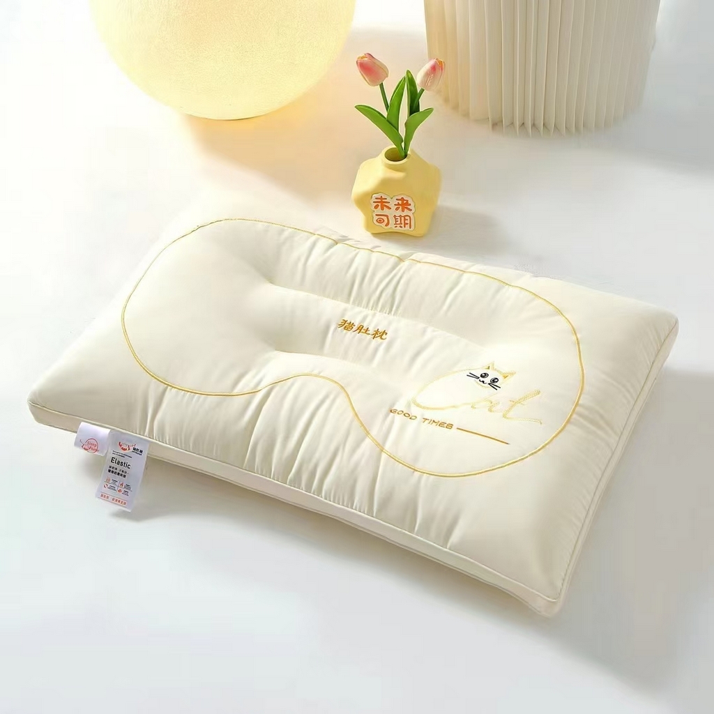 91家纺网 家纺一手货源 找家纺 （总）雅晨枕芯 2025新款秋冬暖绒护颈助眠绣花猫肚枕头枕芯