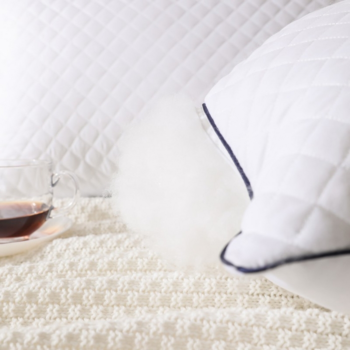 91家纺网 家纺一手货源 找家纺 雅晨枕芯 2025新款单边立体绗绣方格枕枕头枕芯 单边白-低枕 48*74cm/只