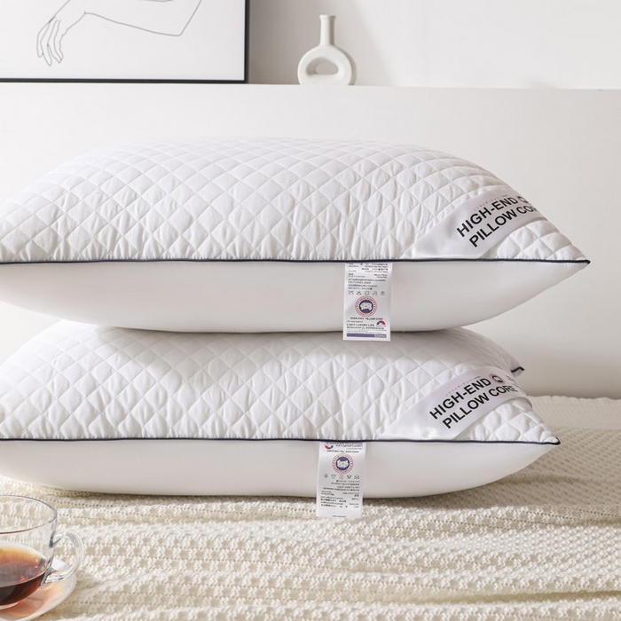 91家纺网 家纺一手货源 找家纺 雅晨枕芯 2025新款单边立体绗绣方格枕枕头枕芯 单边白-低枕 48*74cm/只