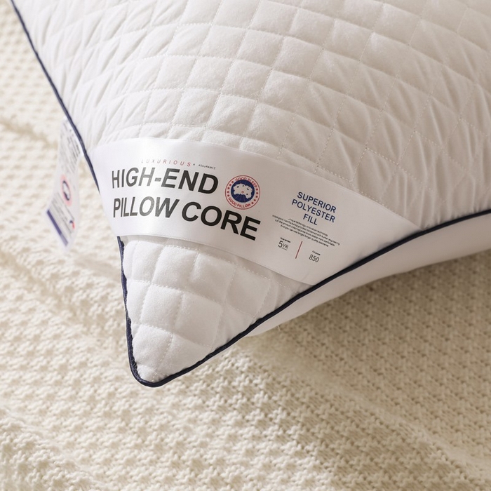 91家纺网 家纺一手货源 找家纺 雅晨枕芯 2025新款单边立体绗绣方格枕枕头枕芯 单边白-低枕 48*74cm/只