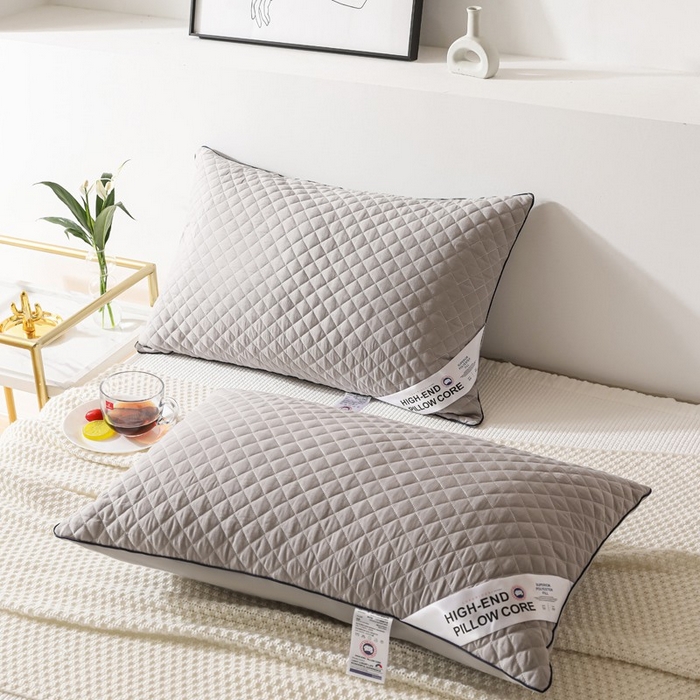91家纺网 家纺一手货源 找家纺 雅晨枕芯 2025新款单边立体绗绣方格枕枕头枕芯 单边灰-低枕 48*74cm/只