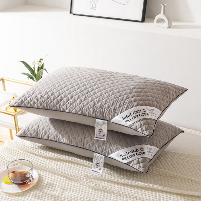 91家纺网 家纺一手货源 找家纺 雅晨枕芯 2025新款单边立体绗绣方格枕枕头枕芯 单边灰-低枕 48*74cm/只