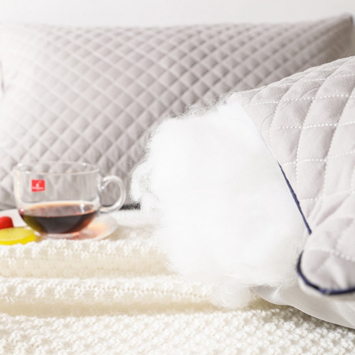 91家纺网 家纺一手货源 找家纺 雅晨枕芯 2025新款单边立体绗绣方格枕枕头枕芯 单边灰-中枕 48*74cm/只