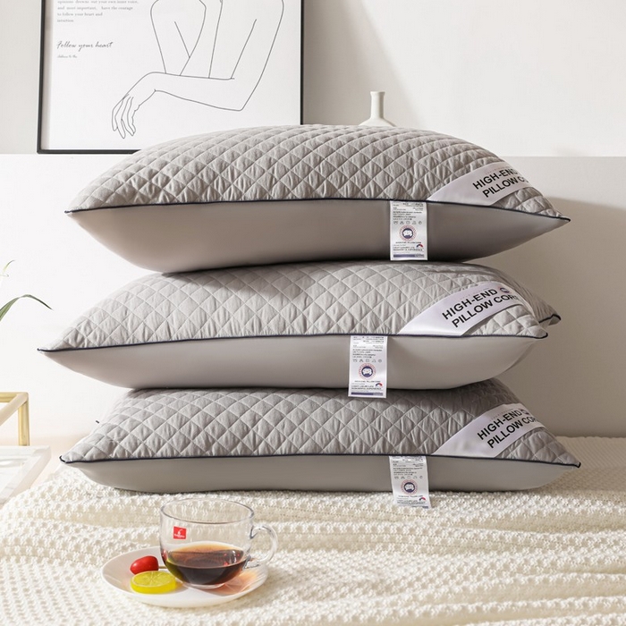 91家纺网 家纺一手货源 找家纺 雅晨枕芯 2025新款单边立体绗绣方格枕枕头枕芯 单边灰-高枕 48*74cm/只