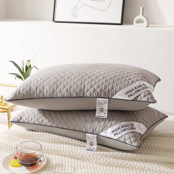 91家纺网 家纺一手货源 找家纺 雅晨枕芯 2025新款单边立体绗绣方格枕枕头枕芯 单边灰-高枕 48*74cm/只