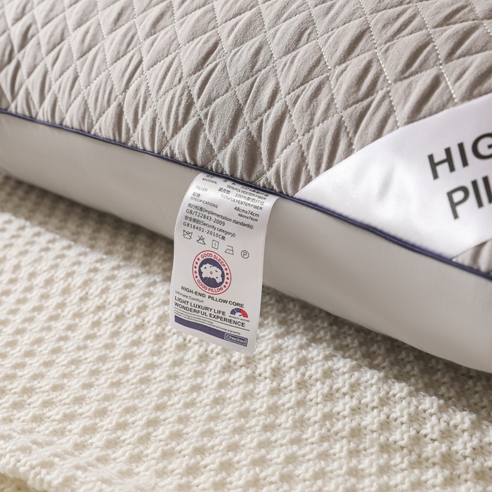 91家纺网 家纺一手货源 找家纺 雅晨枕芯 2025新款单边立体绗绣方格枕枕头枕芯 单边灰-高枕 48*74cm/只