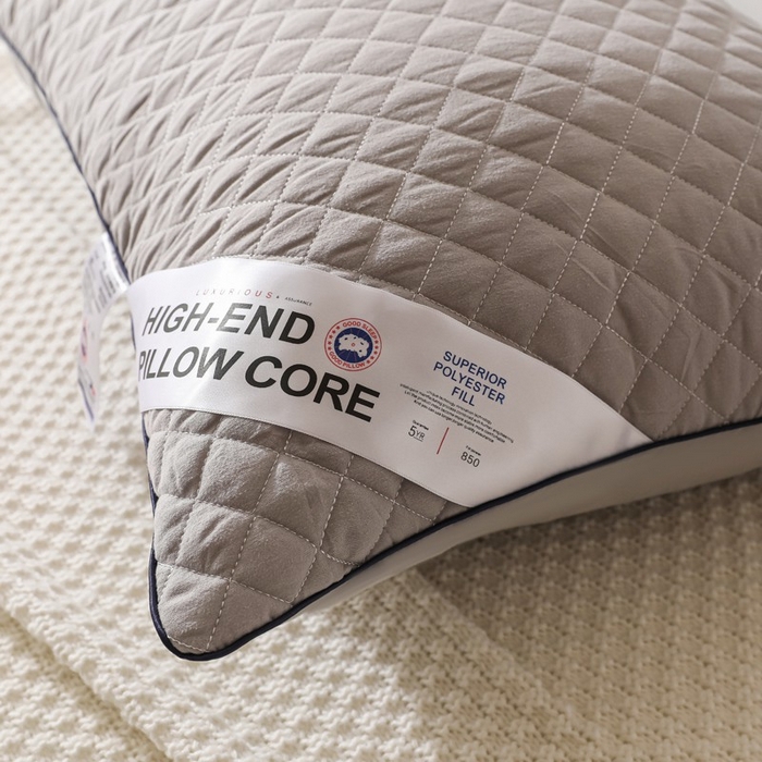 91家纺网 家纺一手货源 找家纺 雅晨枕芯 2025新款单边立体绗绣方格枕枕头枕芯 单边灰-高枕 48*74cm/只