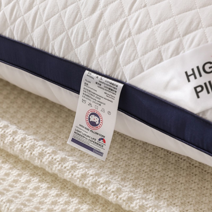 91家纺网 家纺一手货源 找家纺 雅晨枕芯 2025新款单边立体绗绣方格枕枕头枕芯 双边蓝白-低枕 48*74cm/只